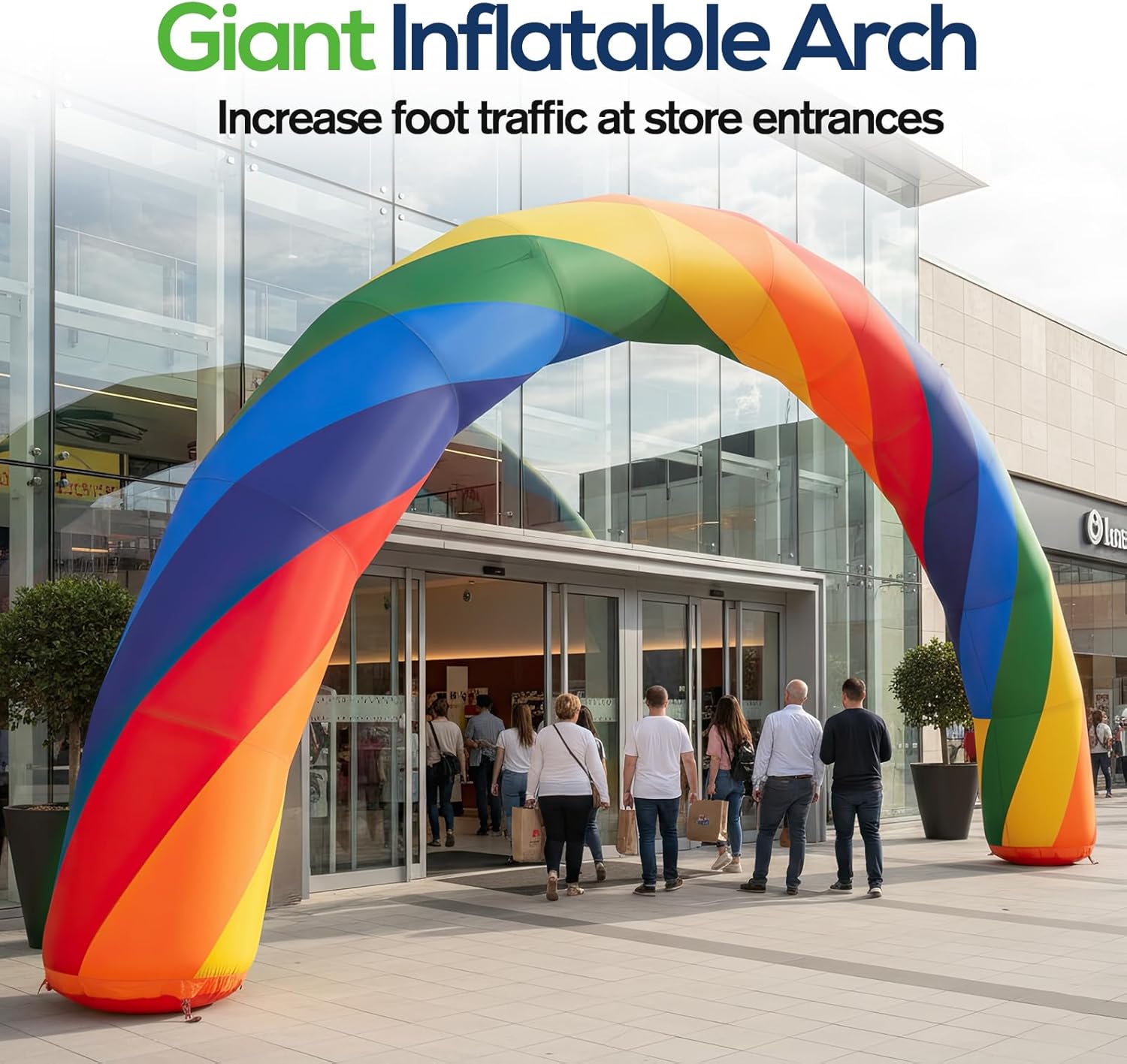 Inflatable Rainbow Arch 20ftx10ft Inflatable Archway Outdoor Holiday Decorations for Advertising Birthday Party Celebration Garden Decoration-Arch Sign