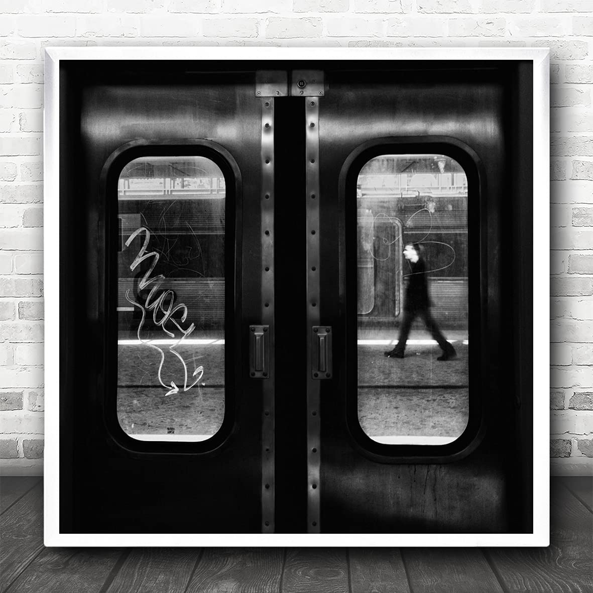 Fingerprint DesignsStreet Metro Suay Underground Man Walk Walking Window Square Wall Art Print