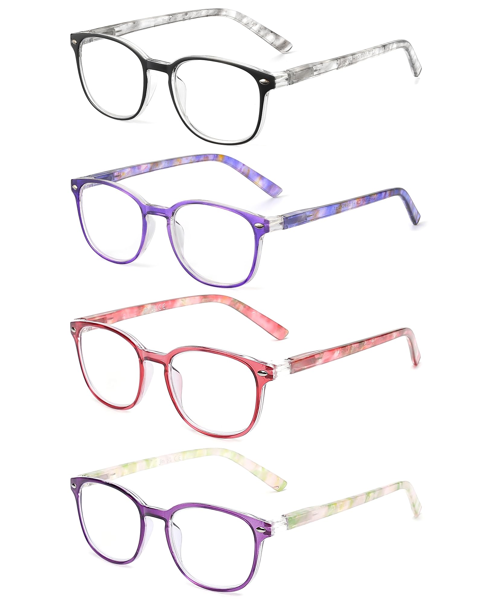 JM Gafas de Presbicia y Lectura. Cómodas y Duraderas con un Diseño Único. Para Mujer. [Pack 4 Unidades]