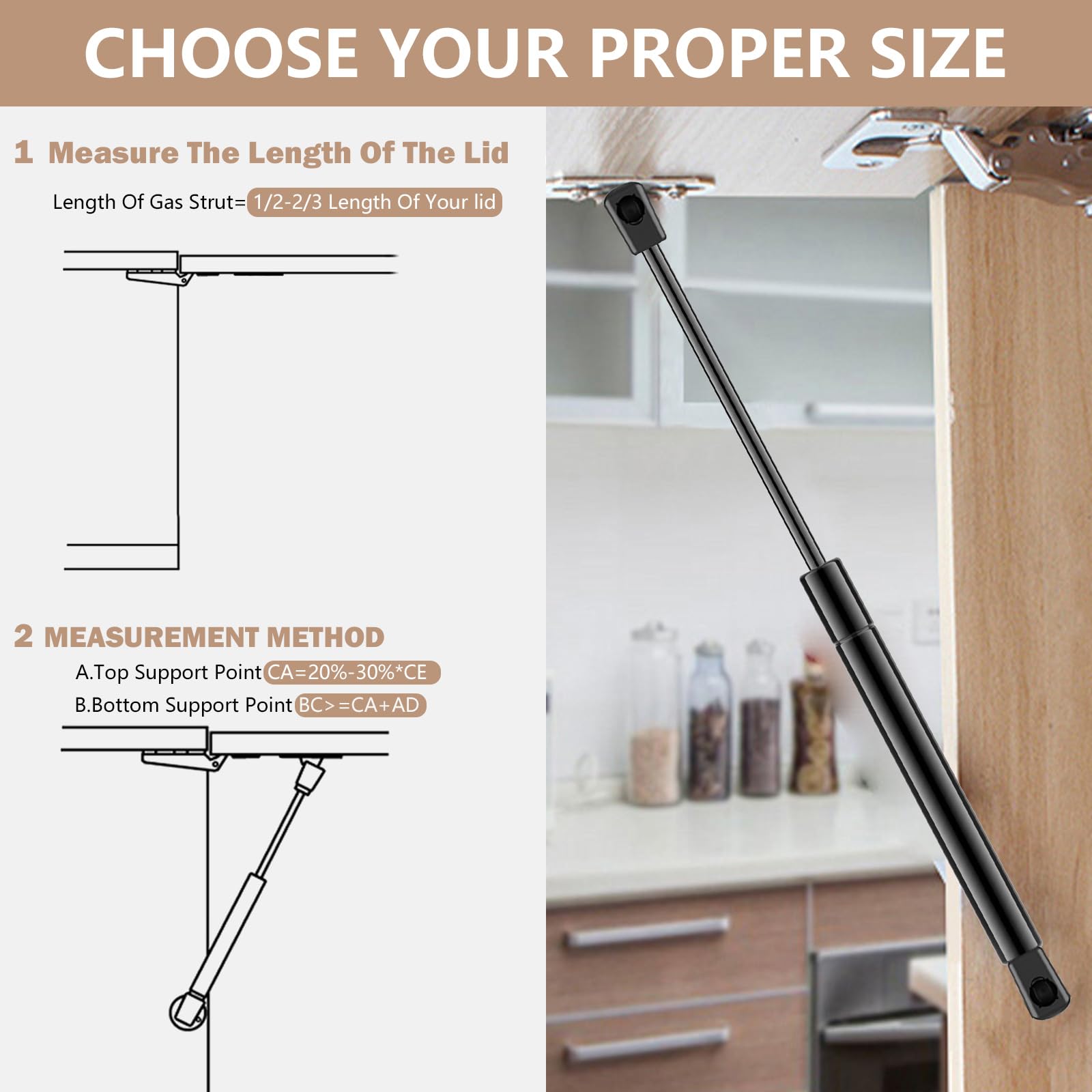 15inch 80Lbs 356N Gas Strut Support For Leer Truck Camper Shell Topper C16- 15067 - View #5