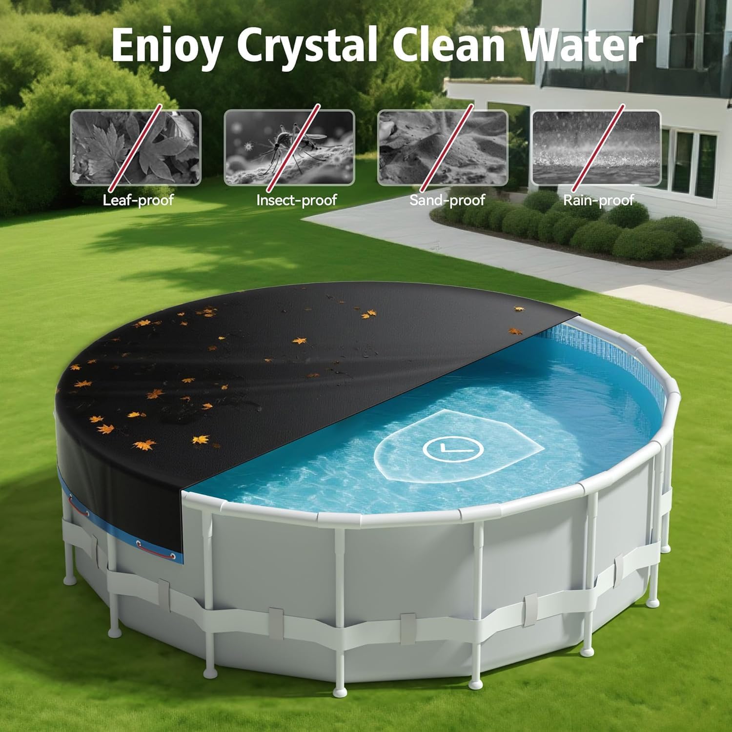 18ft Above Ground Pool Cover, 420D Oxford Fabric for All Season Use - Tear Resistant, UV & Dust Proof