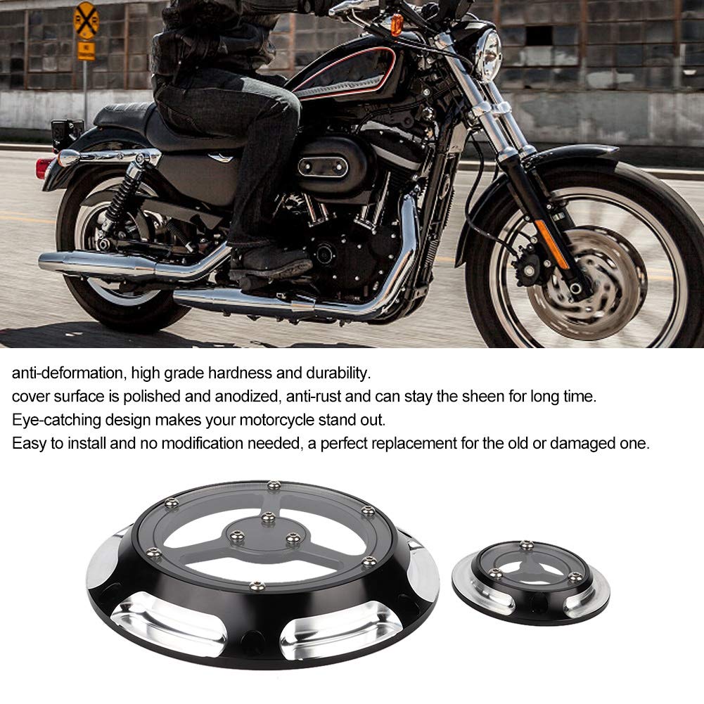 Ausla Set Coperchio Derby in Alluminio e Coperchio Timer Nero Argento Sostituzione Motore per Motociclisti Adatto per Modelli XL XR 883 1200 Dal 2004 a Successivi (Nero e argento)