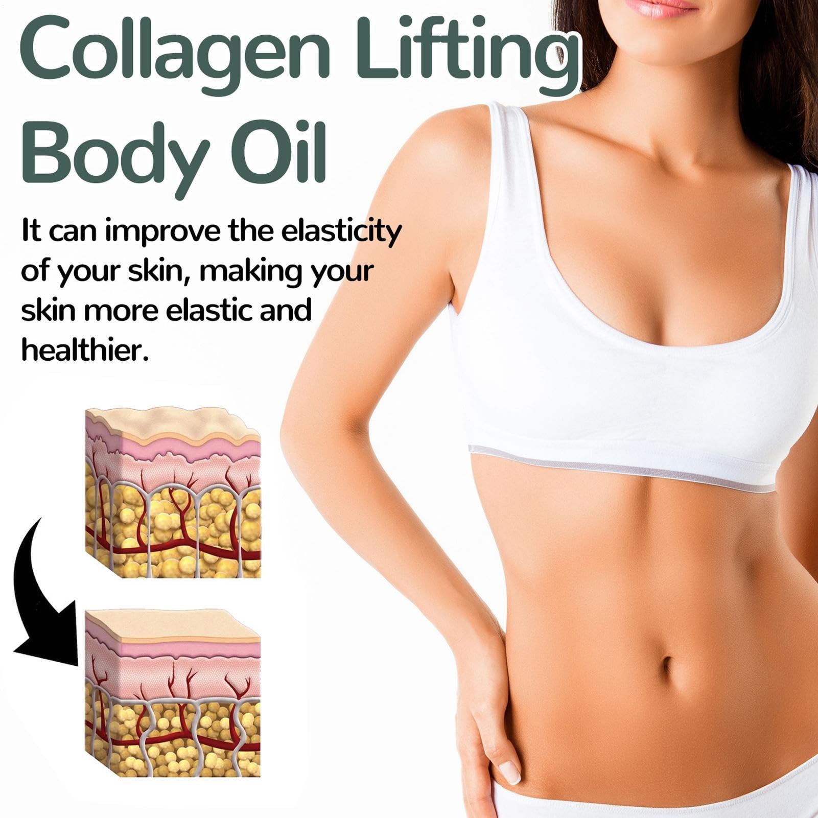 2pcs A-ceite Corporal Lifting Con Colágeno - 100ml A-ceite Corporal Nutritivo, AceitePara El Cuidado De La Piel Para Cicatrices, Arrugas Y Estrías En Cuello, Pecho, Brazos, Piernas Abdomen — view 5