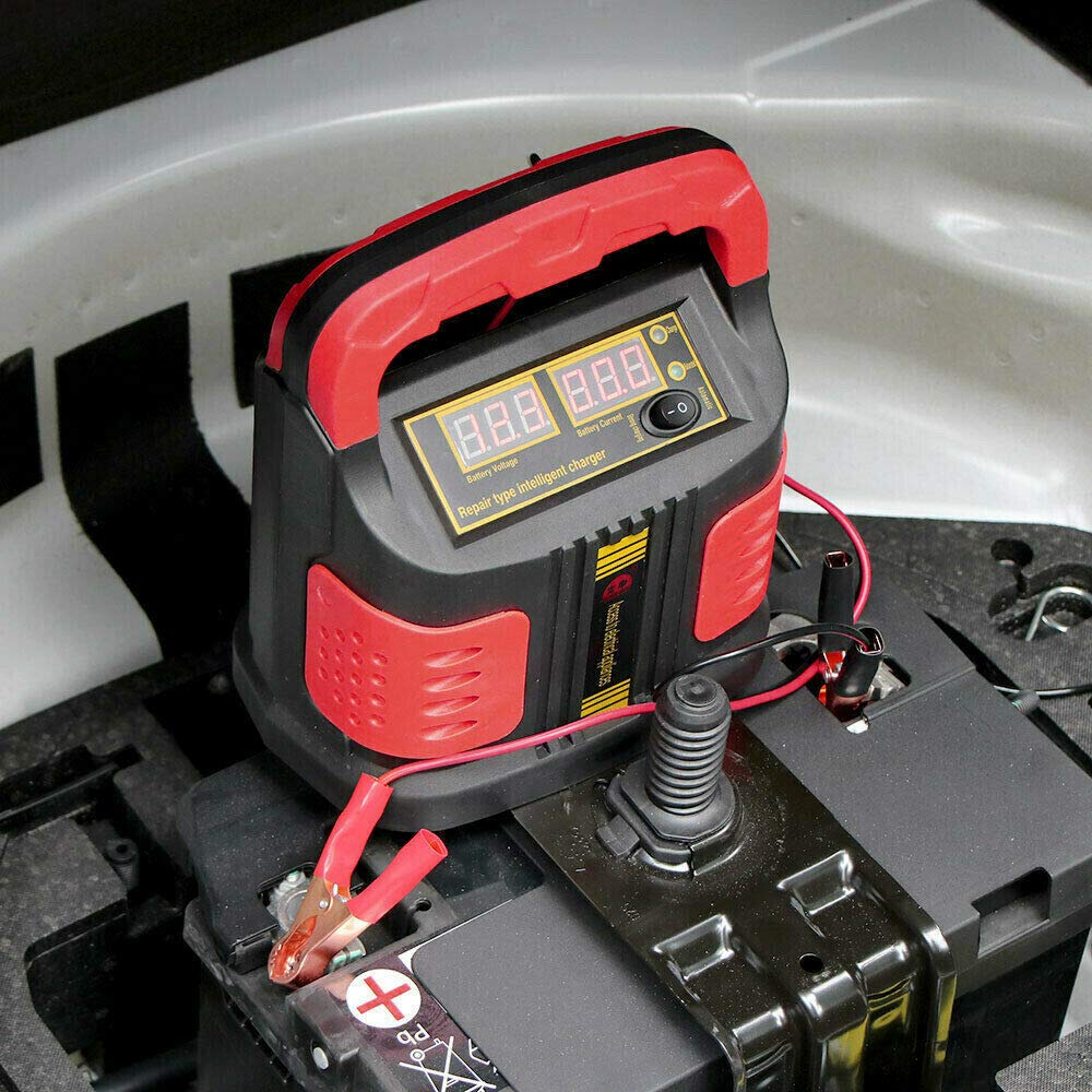 Chargeur de batterie de voiture, voiture de camion de moto de chargeur de batterie intelligent 12V / 24V 15A, prise UE