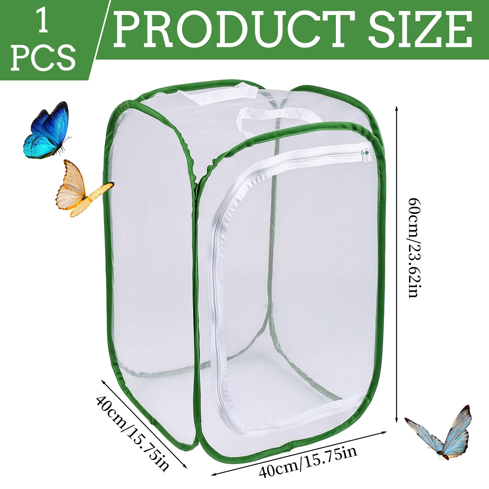 40 X 40 X 60 CM Kit Farfalle Gabbia Insetti Butterfly Kit Gabbia per Habitat Farfalla Terrari Pieghevole in Rete Habitat di Allevamento per Piante Insetti Educazione Scientifica
