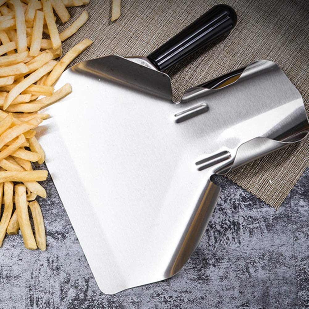 Paletta per patatine fritte Scooper cucina casa antiscivolo in acciaio inox (manico singolo)