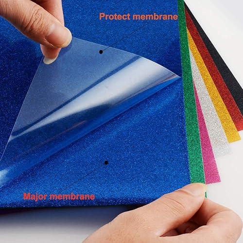 Miniatura 8 de Vinilo de transferencia de calor con purpurina azul, rollos de vinilo HTV con purpurina de 10 pulgadas x 8 pies para camisetas, compatible con