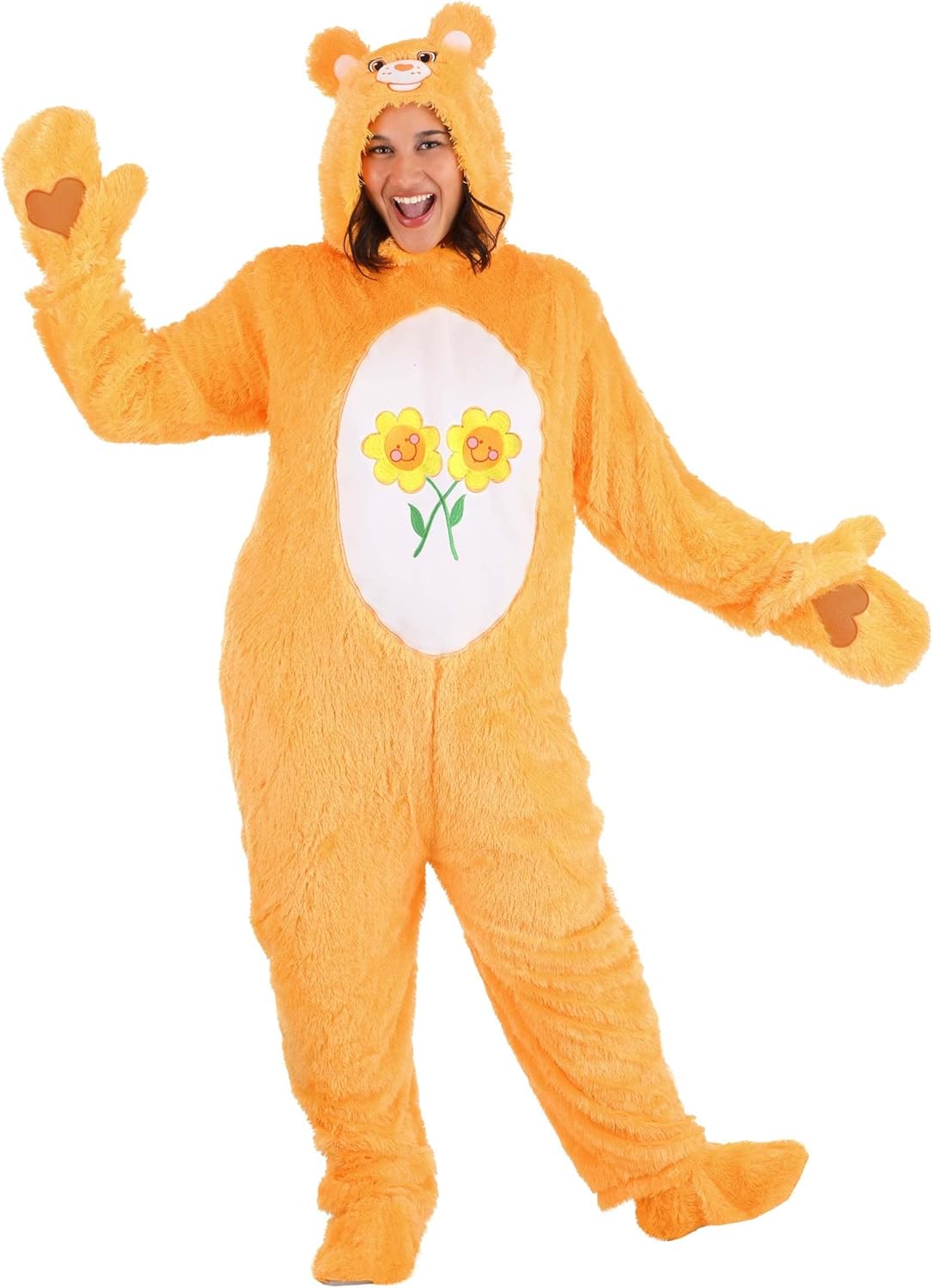 Soft Cuddly Plus Size Friend Bear Costume Jumpsuit with Shoe Covers for Adults