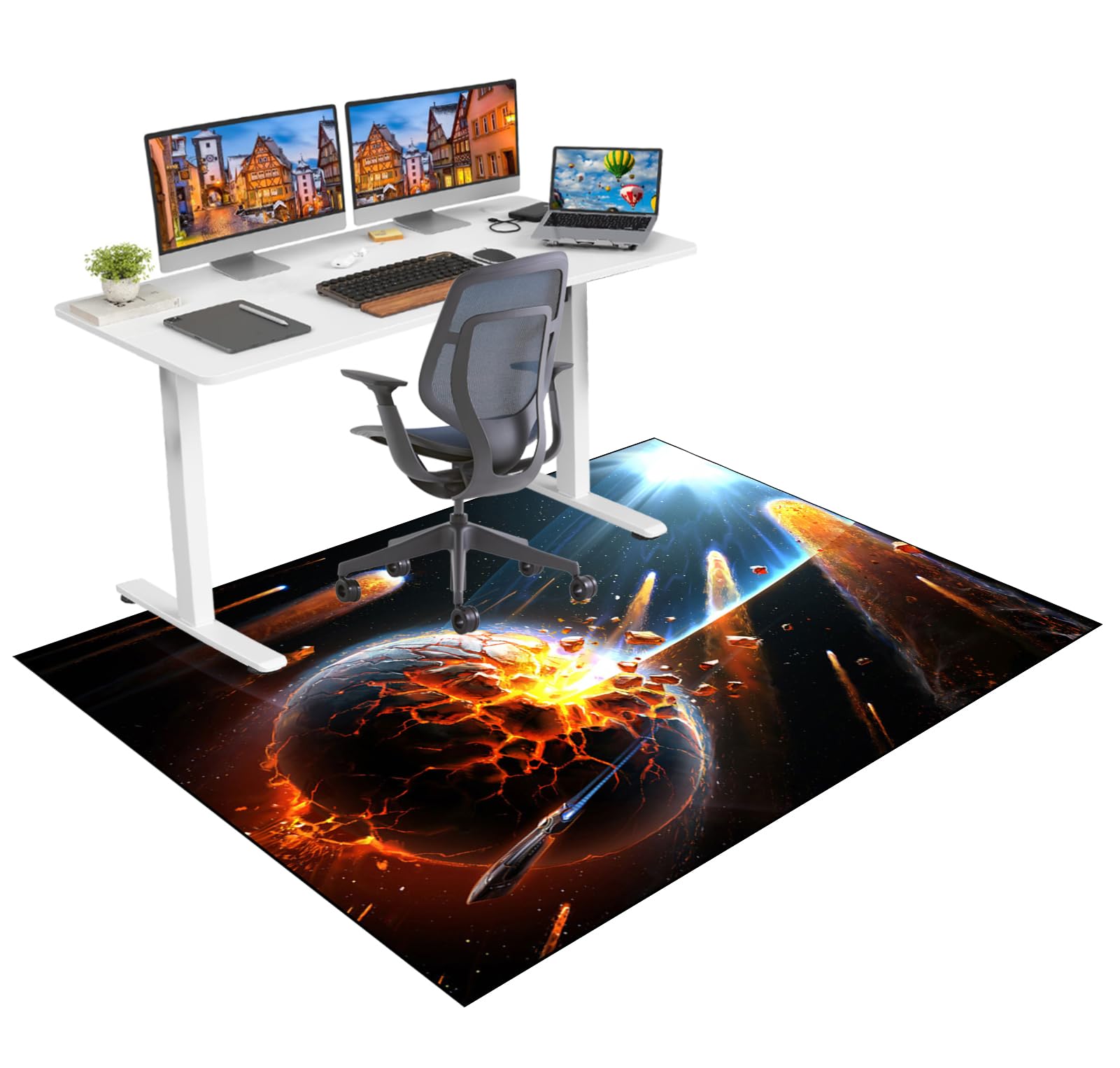 Tappeto Gaming pavimento, Tappetino Salvapavimento Antiscivolo, Tappeto per Sedia Ufficio per per Pavimenti in Legno Duro, Tappetini di Protezione per Pavimento per Parquet e Laminato 100 x 140 cm
