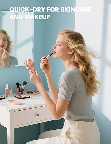 Miniatura 6 de Lamicall Mini ventilador portátil, ventilador de mano de 3 velocidades, batería recargable, ventilador personal, secador de pestañas de maquillaje