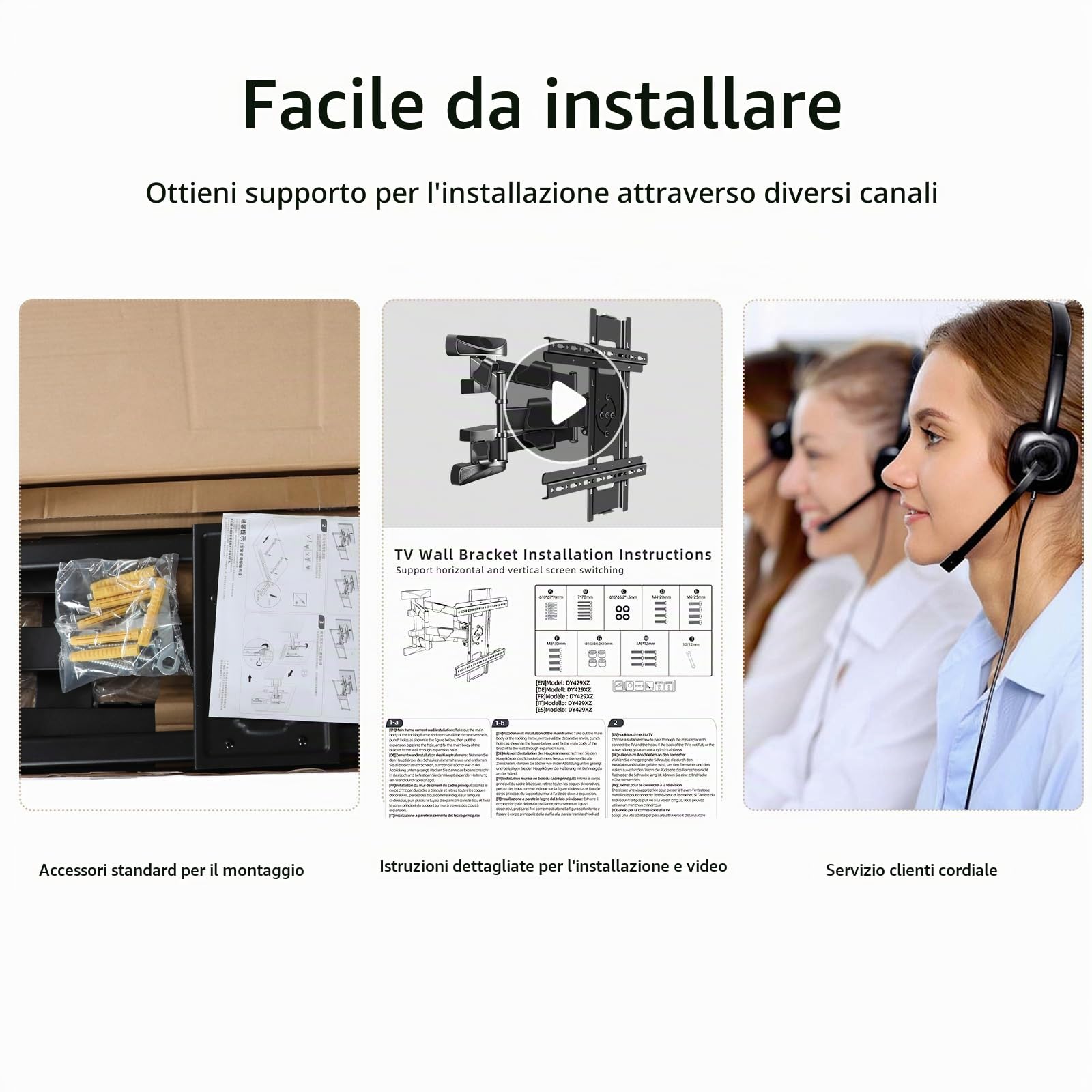 Supporto TV Parete per 32-65 Pollici, Orizzontale Verticale Braccio TV Portata 32,5 kg, ±90° Rotazione Supporto TV Estensibile Girevole Inclinabile, Doppio Braccio Articolato Max VESA 400x400