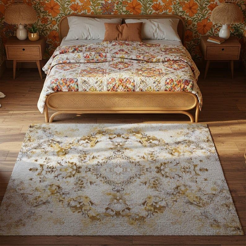 Tapis de décoration intérieure pour salon vintage crème