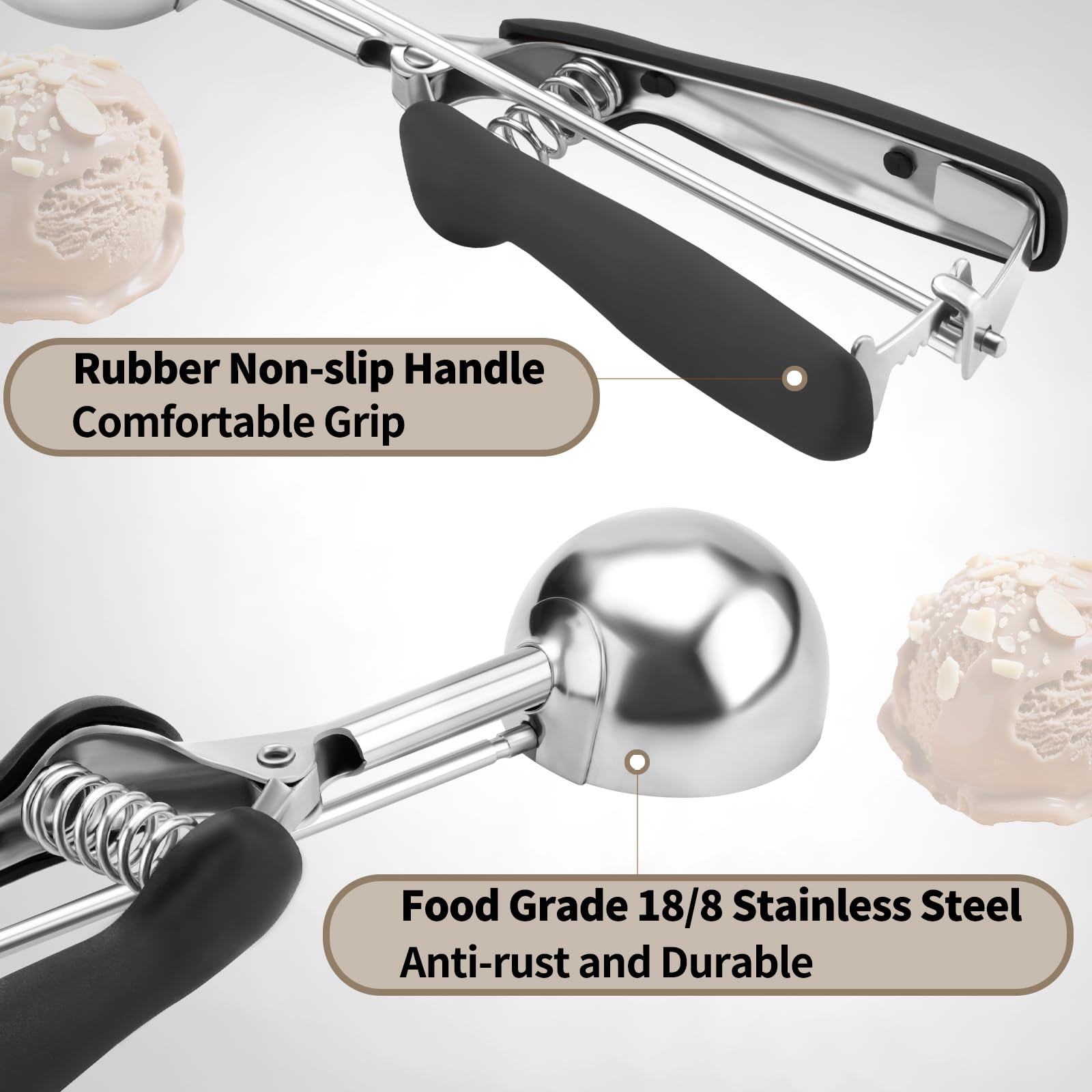 Grande paletta per biscotti, 3 cucchiai, misura #20, per impastare la cottura, paletta per gelato, porzione in acciaio inox per biscotti Jumbo, pancake, cupcake, polpette