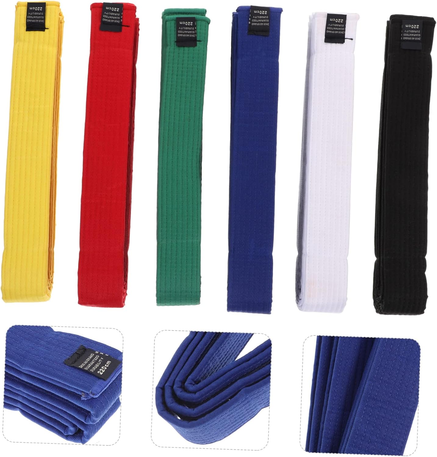 Abaodam 6pcs Professional Martial Arts Karate Belts Cotton Waist Wrap Men Karate Boys and Girls Easy to Clean