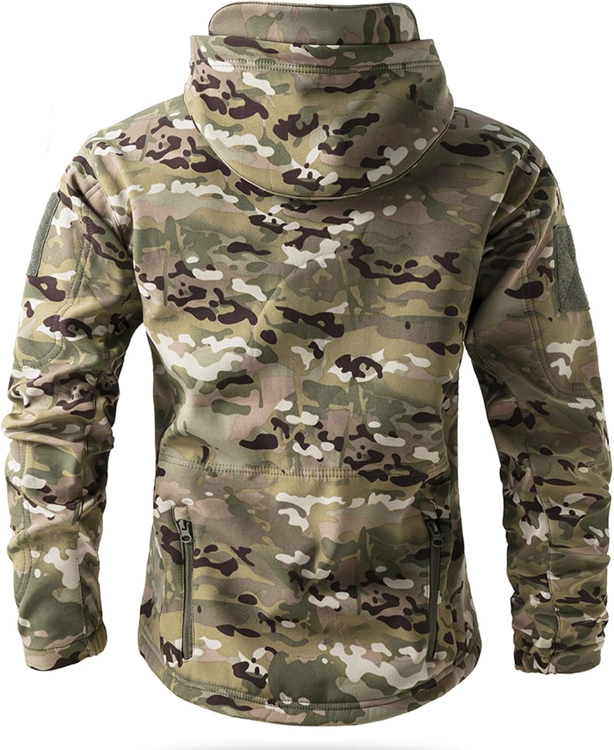 Men's Camouflage Jacket Full-Zip Waterproof Fleece Lined Winter Coats Hooded Military Windbreaker Jackets with Pocket