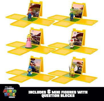 The Super Mario Bros. Movie Question Block 1.25 Mini Figure 6 Pack Wave 1 Features Mario, Luigi, Peach, Frog, Camek and, Koopa Paratroopa