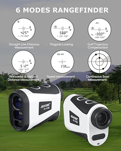Miniatura 9 de JIEHOME Telémetro de golf X1 con pendiente, bloqueo de asta de bandera y vibración, telémetro láser 6601100YDS para golf y caza, buscador láser