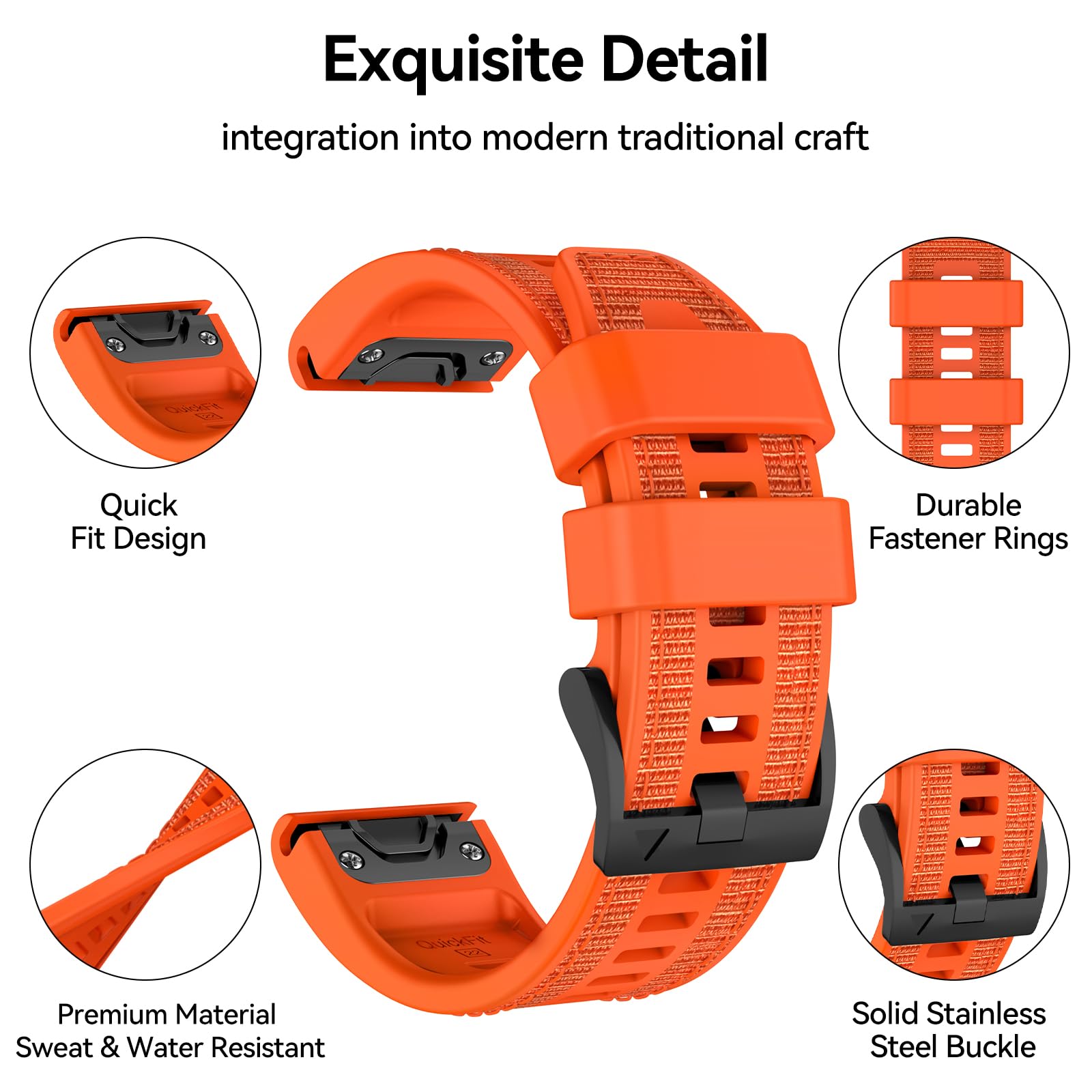 MYSNBKN 22mm Quick Fit Strap for Fenix 8 47mm/Fenix 7 Pro/Fenix 7/Fenix 6/Fenix 5/Fenix E/EPIX 2 - Image 3