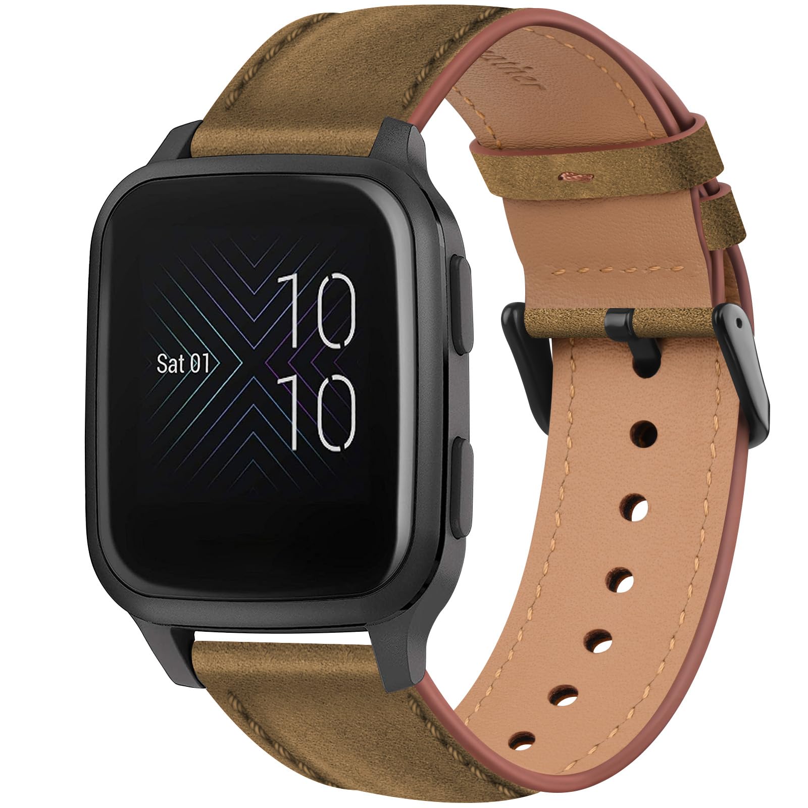 Leather Band for Garmin Venu Sq/Sq 2 Music, Vivoactive 3/3 Music, Forerunner 55/645/245, Vivomove HR, Instinct 2S, Fenxi 7S