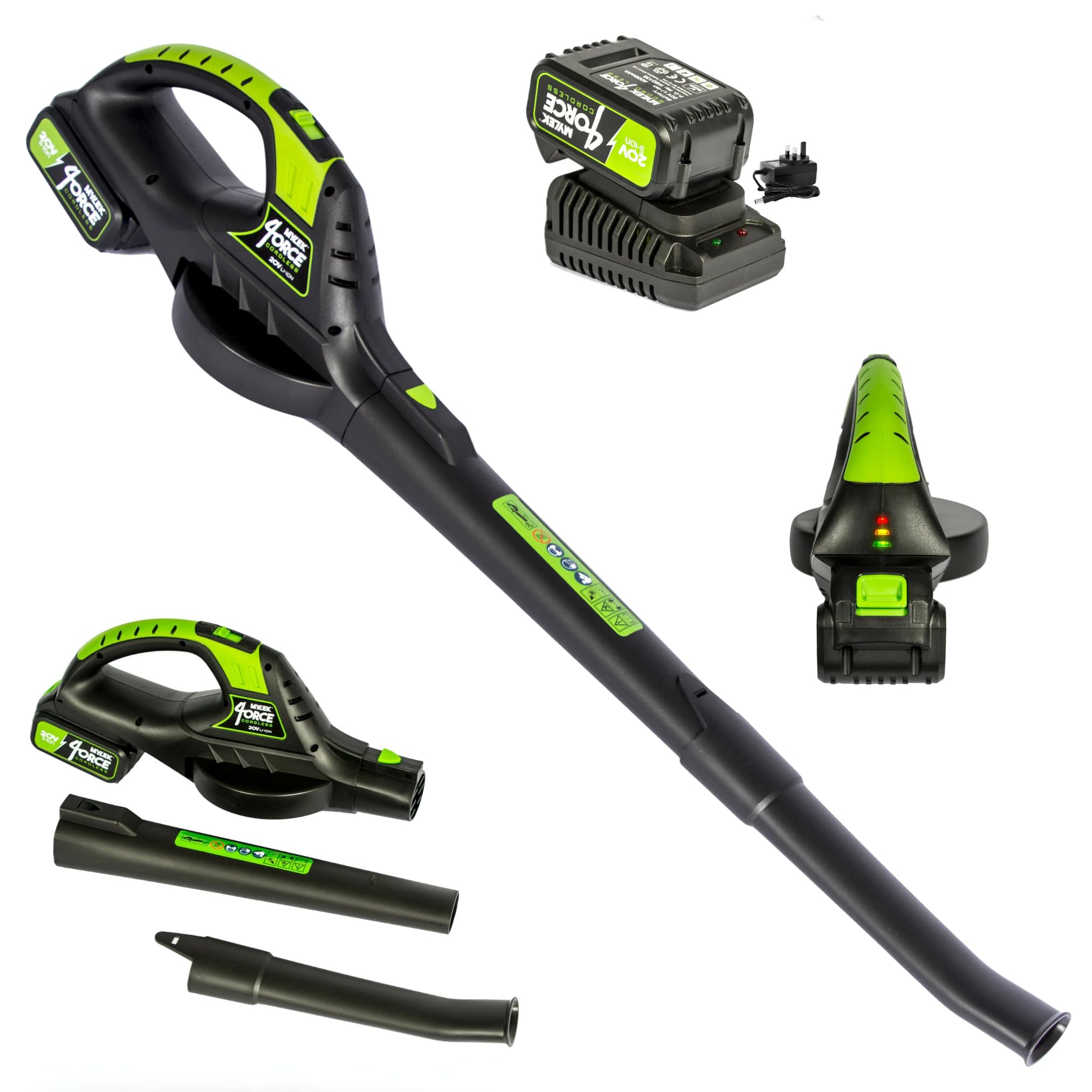 MYLEK Cordless Leaf Blower 20V Li-ion 4000mAh Battery & Fast Charger - Two Speed - Battery Indicator LED - Lightweight Handheld For Garden Leaves, Wood Chips, Debris, Grass Cuttings