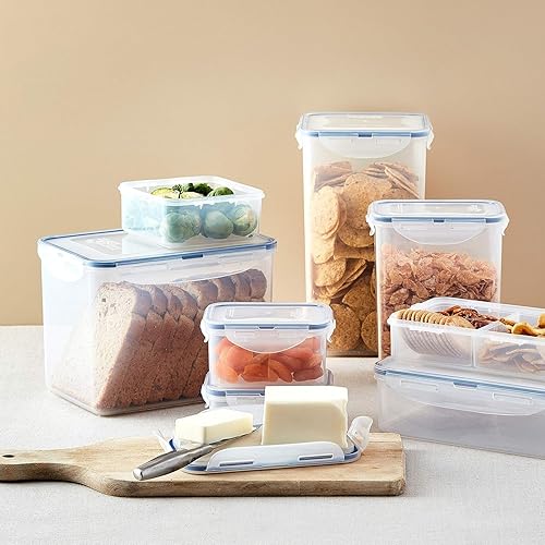 Miniatura 6 de LocknLock Easy Essentials - Tapas de almacenamiento de alimentos recipientes herméticos sin BPA rectangular 54 onzas para verduras transparente