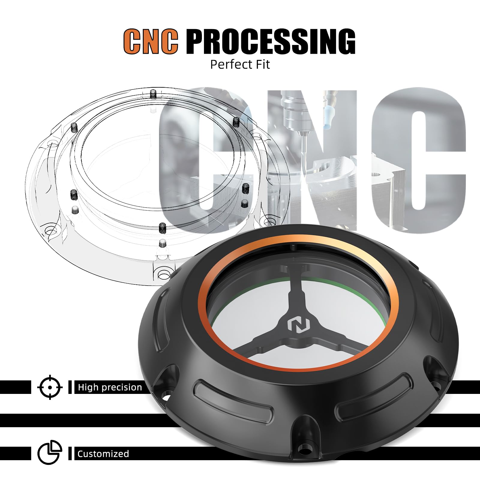 NICECNC Couvercle d'embrayage Transparent Derby Compatible avec Harley Sportster 883 Custom XL883C 2004-2009, Iron 883 XL883N 2009-2022. Remplacement de 34992-04 Voir compatibilité, Orange