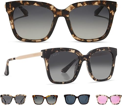 DIFF Bella Designer - Gafas de sol cuadradas de gran tamaño para mujer, 100% protección UVAUVB, colores de moda de moda Tortoise