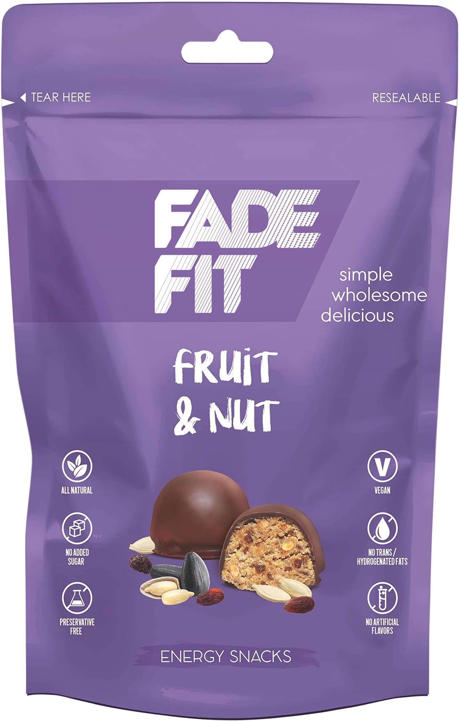 Fade FitEnergy Snack Fruit & Nuts 45 g - Nutrient-Rich Nutty Delight- Gluten-Free, Vegan, Non-GMO