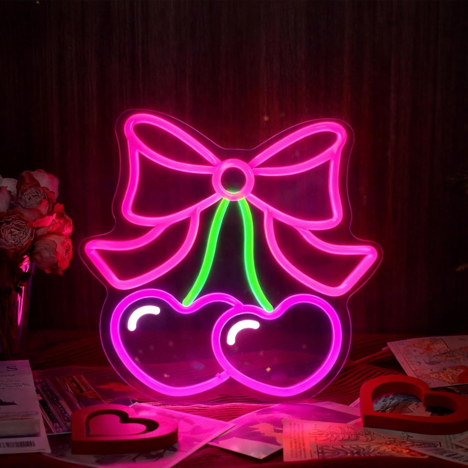 Valentine's Day Be Mine Neon Sign Heart Neon Sign 15.8 x 8.9 Inch Valentines LED Window Light USB Powered for Wedding Engagement Wall Art Decor