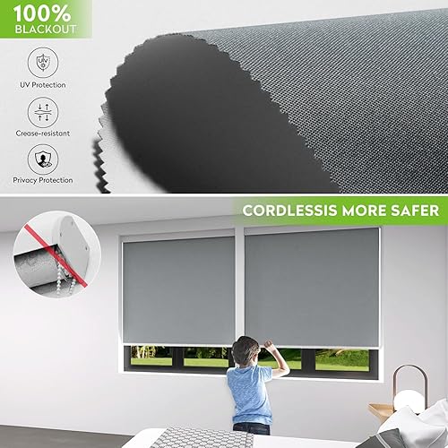 Miniatura 3 de ZSTARR Persianas sin cordones personalizadas, persianas opacas, persianas enrollables impermeables, adecuadas para ventanas, habitaciones familiares