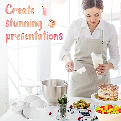 Miniatura 6 de Tablas para tartas de 4 pulgadas, a prueba de grasa, placa redonda para pasteles y postres, para cocina, hornear, pizza, postre, magdalenas, bandeja