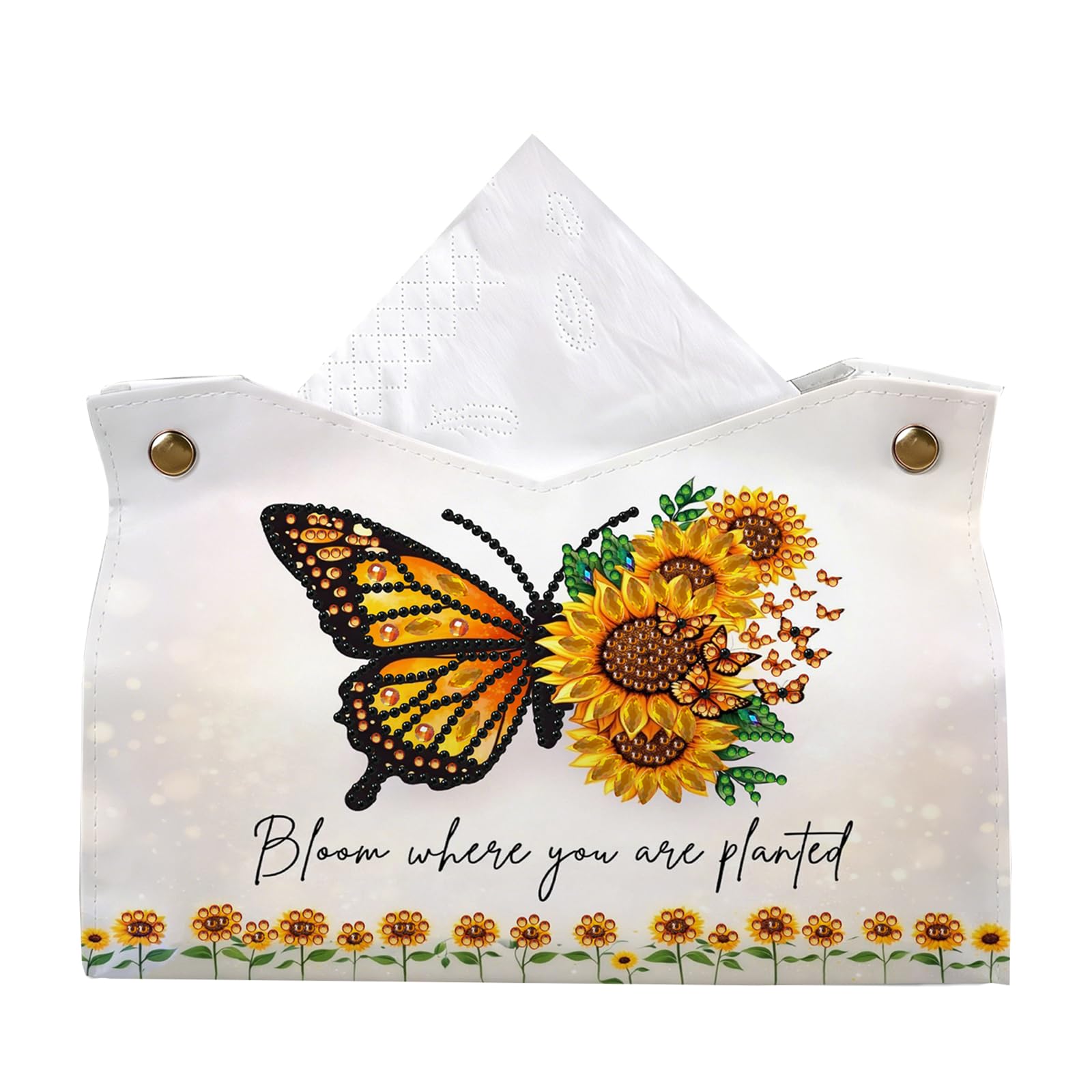 Poetrydraw Bloom Where Planted Monarch Butterfly Monarch Butterfly Diamond Art Tissue Box For Adults & Beginners