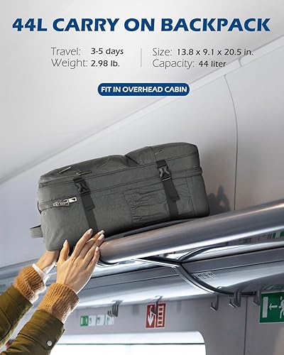 Miniatura 7 de Hynes Eagle Mochila de transporte 44L aprobada por aerolíneas, mochila de viaje para hombres y mujeres, mochila grande para laptop de 17 pulgadas,