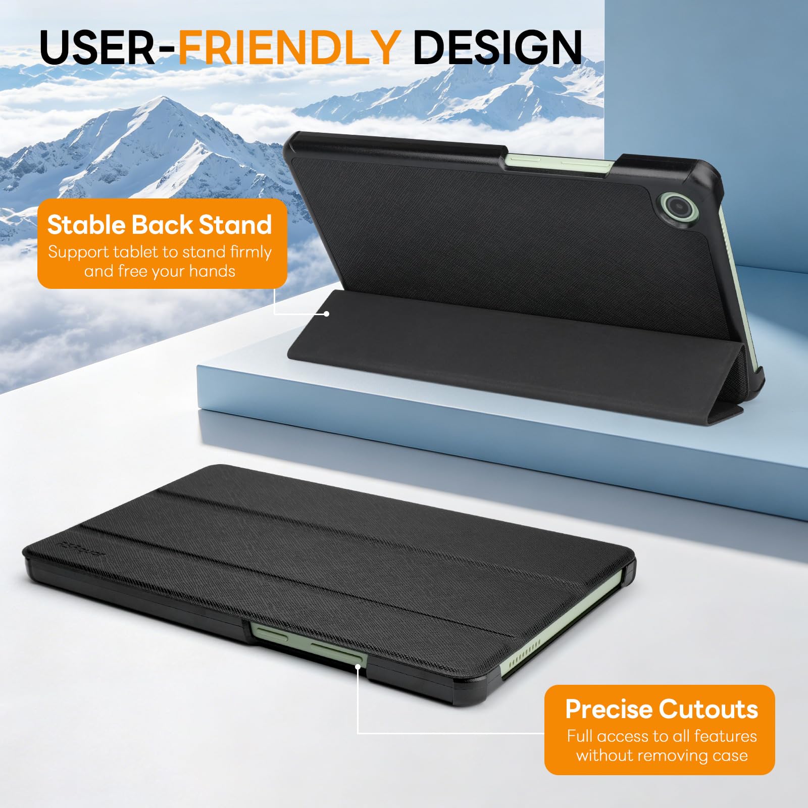RSAquar Custodia per Lenovo Tab One 8,7 pollici | NOOK Reading Tablet 2026, custodia sottile a portafoglio con retro rigido in PC, modalità sleep/sveglia, custodia magnetica pieghevole per TB305FU