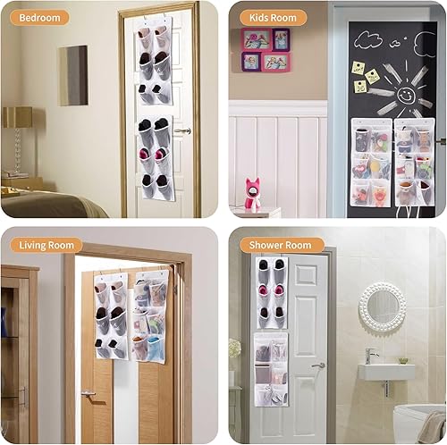 Miniatura 5 de Organizador de zapatos sobre la puertapared, paquete de 2, estrecho, zapatero colgante para armario, baño, caravana, despensa, campamento, color