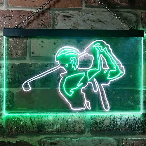 Miniatura 2 de ADVPRO Letrero de neón LED de doble color iluminado para amantes del club de golf, blanco y verde, 24 x 16 pulgadas, st6s64-i0802-wg