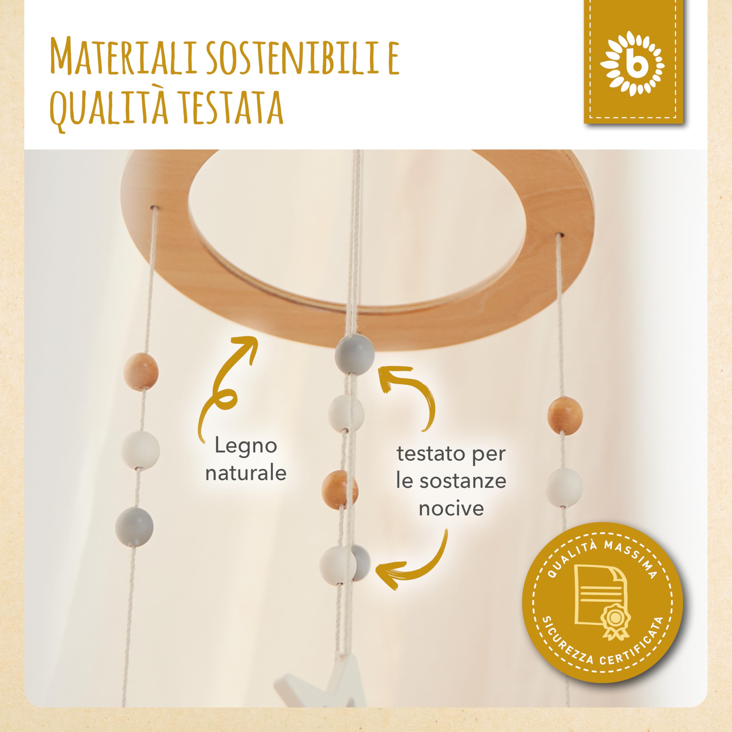 Bieco | Giostrina Culla Neonato in Legno | Decorazioni Cameretta | Carillon