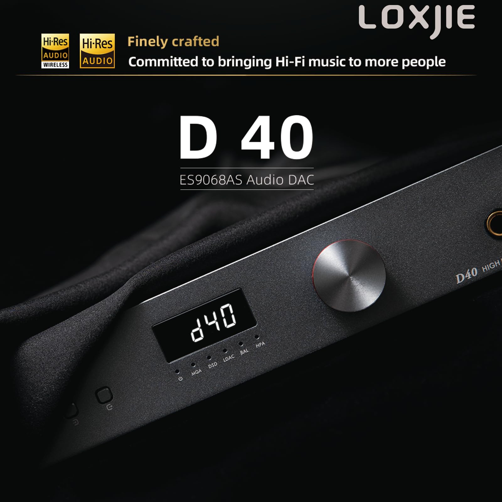 Loxjie D40 Premium wzmacniacz HiFi słuchawek z 2xES9068AS-Chip, obsługuje wejście USB/Optyczne/Koncentryczne/AES (EBU)/I²s