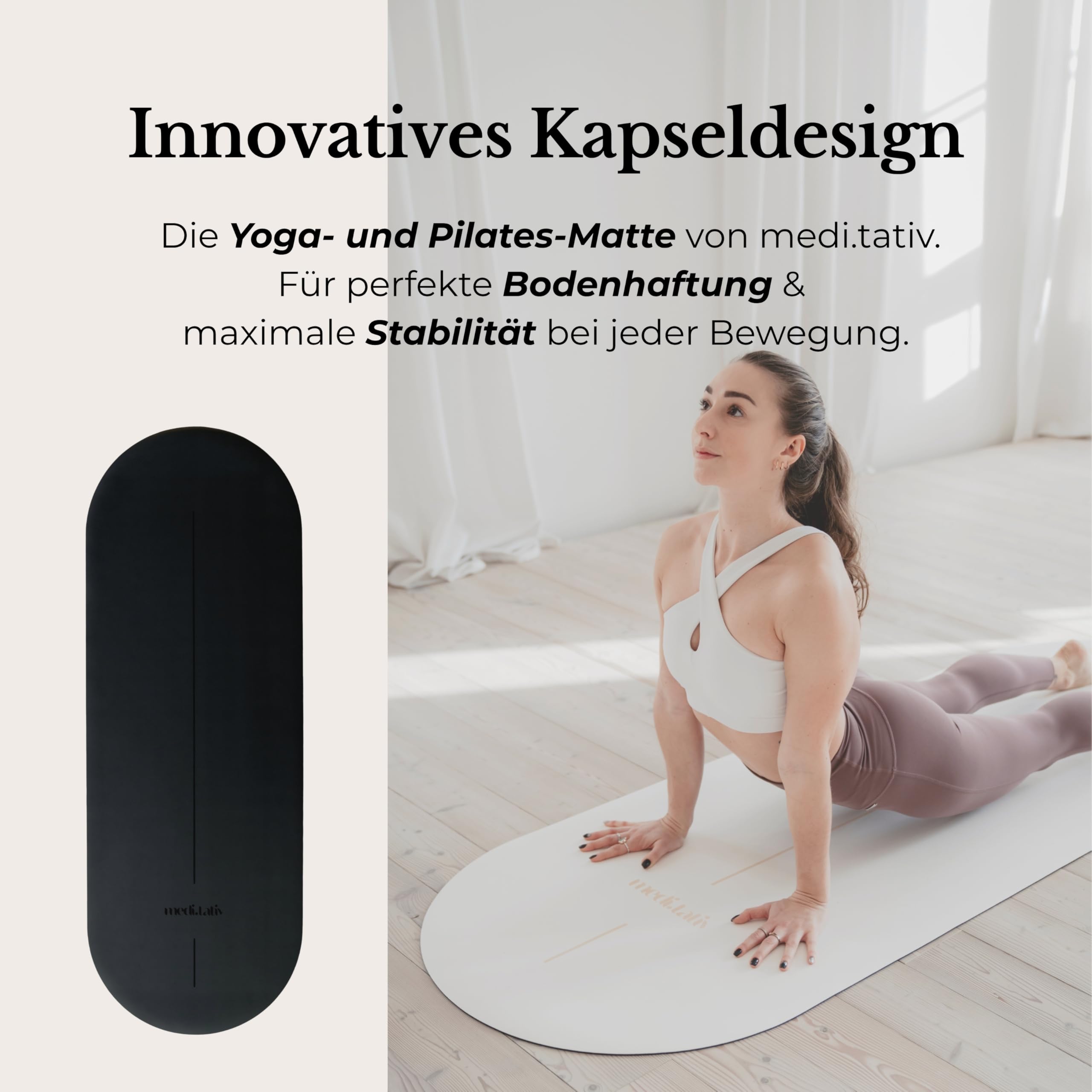 Esterilla ovalada de yoga y pilates en forma de cápsula, 190 x 68 x 0,42 cm, protege las articulaciones, antideslizante y biodegradable, incluye correa de transporte, certificado TÜV y