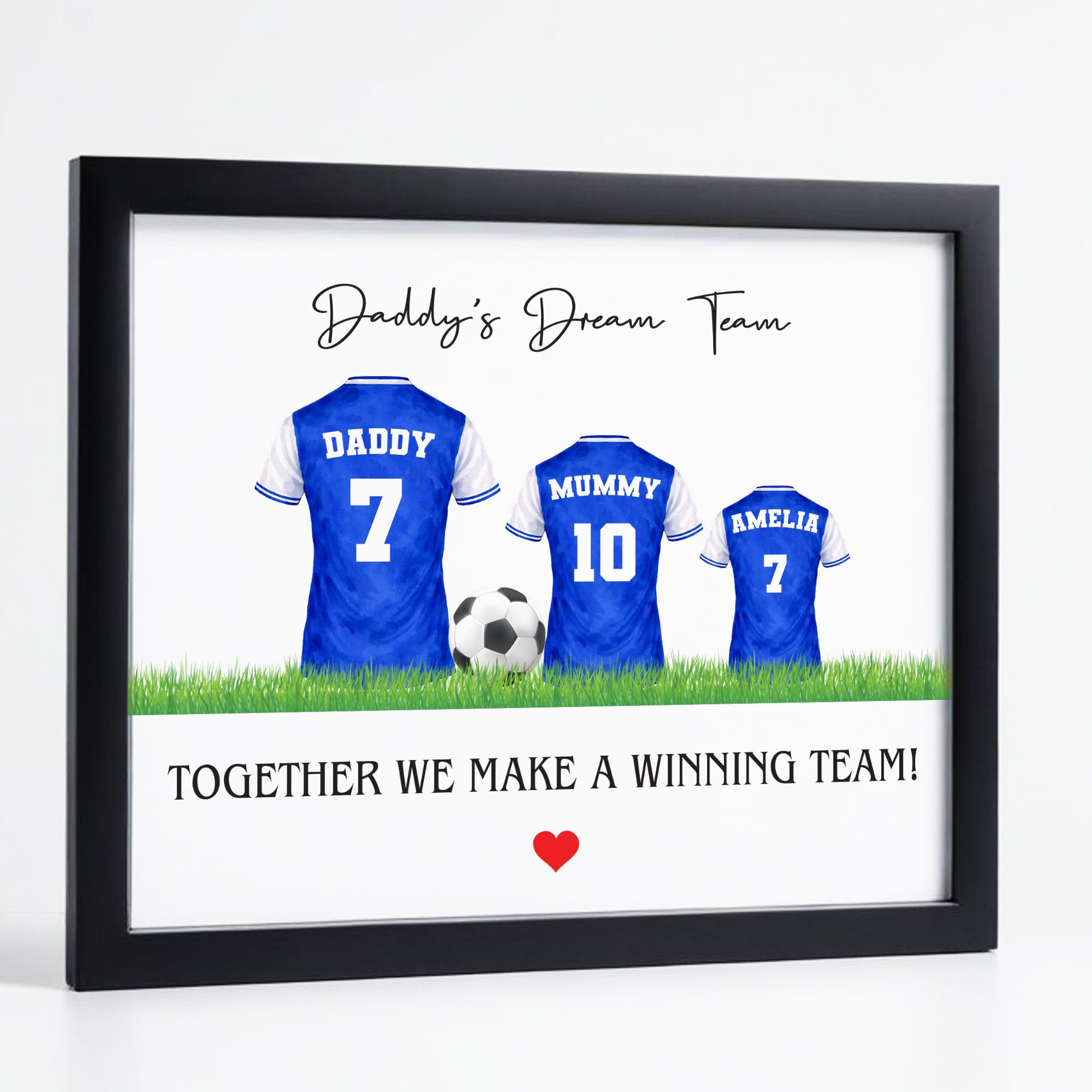 Star Online Personalised Football Family Print Father’s Day Frame Gift for Dad Daddy’s Dream Team Shirt Wall Art Keepsake Birthday Present from Daughter or Son (Football Team)