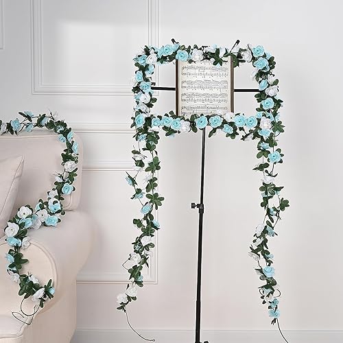 Miniatura 3 de MARTINE MALL Guirnalda de flores, 5 hebras de enredaderas de flores de 41 pies para dormitorio, decoración de guirnalda de rosas, guirnalda floral