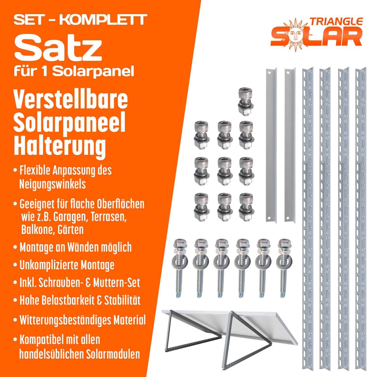 2x PV Halterung 118cm Solarpanel Solarmodul Flachdach Aufständerung Photovoltaik 0%