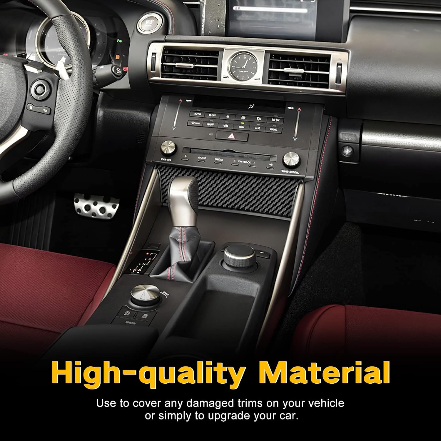 Real Carbon Fiber Center Console Storage Lid Covers - for Lexus is 2013-2019, Carbon Fiber Accessories for Lexus IS250 IS350 IS300h IS200t IS300 (Include F Sport, Full Wrap Style, Black) image 4