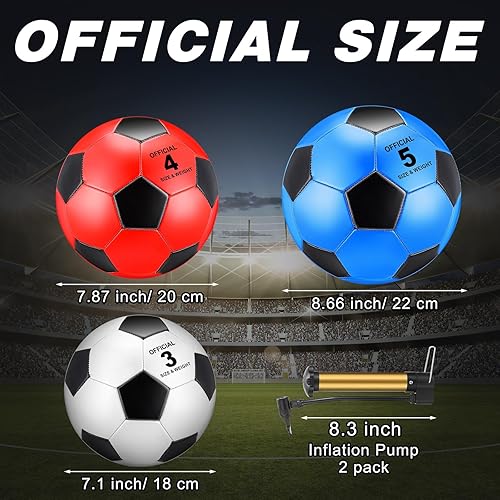 Miniatura 2 de Deekin 12 pelotas de fútbol con inflador, tamaño oficial, pelota de fútbol desinflada, cosidas a máquina, pelota deportiva exterior para niños,