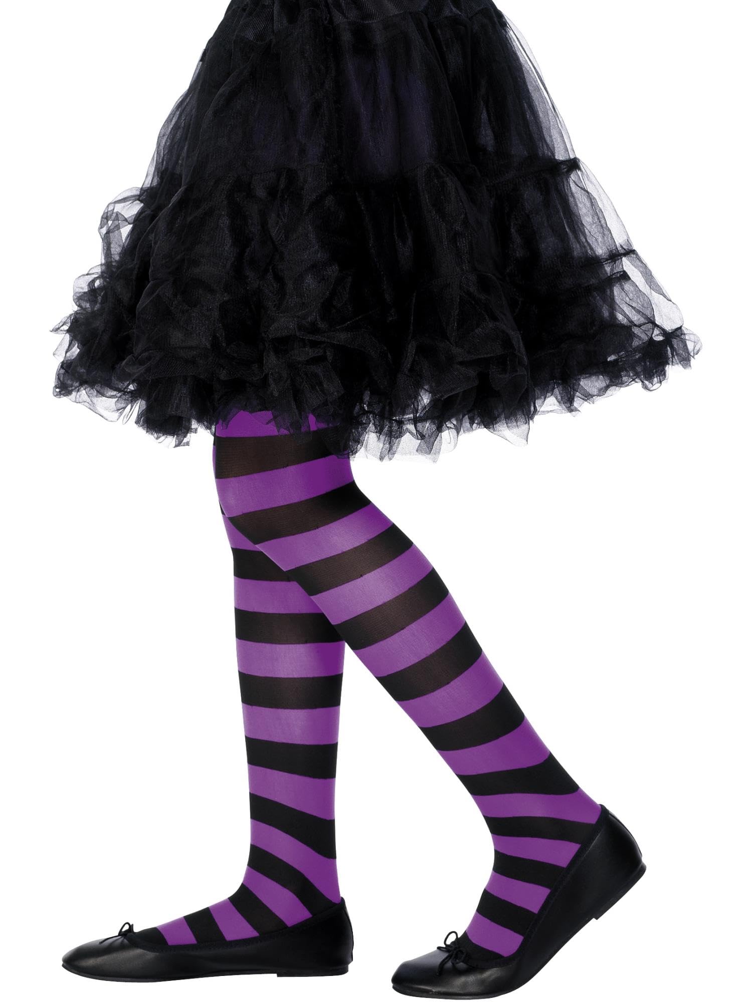 Girls Purple and Black Striped Tights Halloween