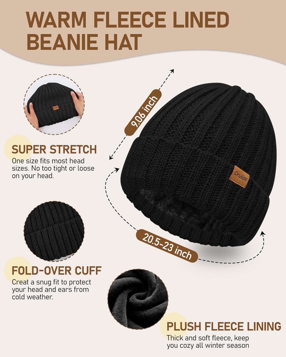 Women Winter Beanie Hat Scarf Gloves Headband Set, Fleece Lined Hat Ear Warmer Knit Long Scarf Touchscreen Gloves 4 Gift Set - Image 2