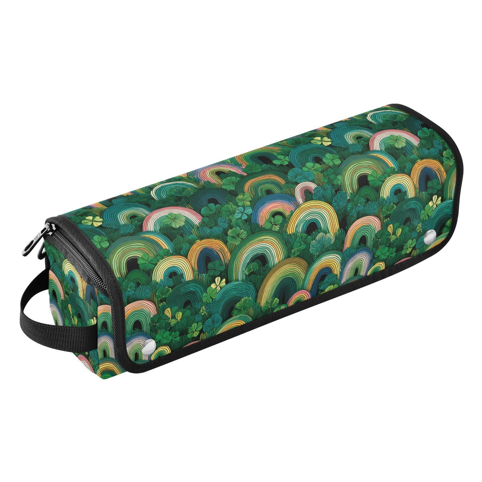 Rainbow Clover Green Hot Hair Tools Travel Bag for Flat Irons, Straighteners, Curling Iron Portable Hair Tool Organizer Travel Essentials for Women Heat Resistant Mat with Interior Pockets-image-29
