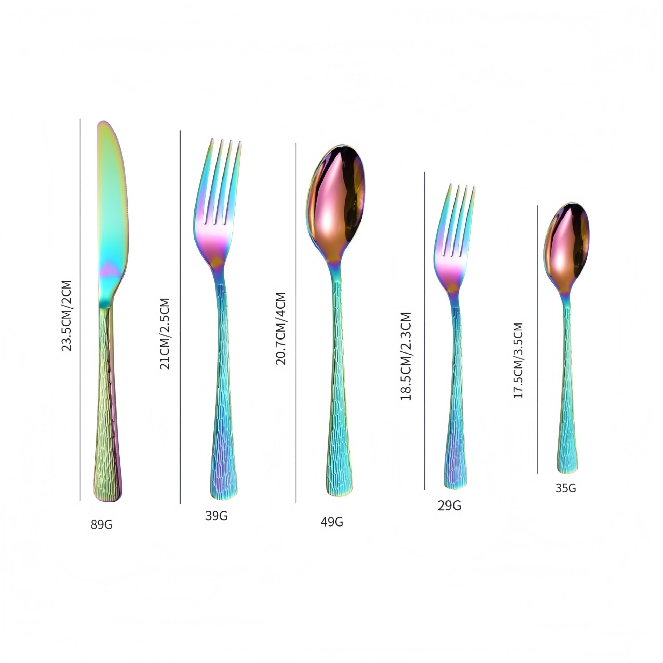 Posate Acciaio Inossidabile 410 Con Venature A Vista ato 4 Set | Coltelli forchette e cucchiai riutilizzabili e rinforzati per uso domestico