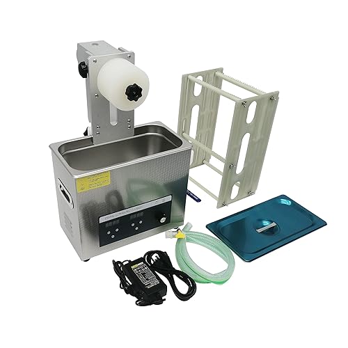 TECHTONGDA Limpiador ultrasónico de 110 V, 6 L, máquina de limpieza de discos de vinilo ultrasónico, de acero inoxidable, con soporte de elevación