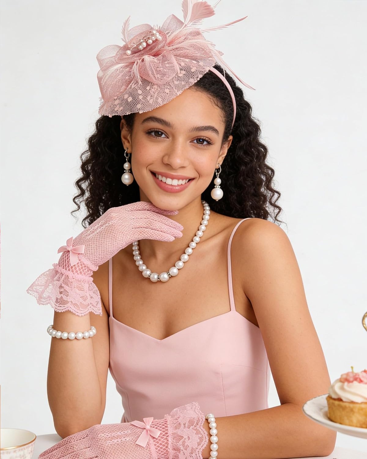 Fascinators Hat for Women Tea Party Hat Headband Flower Mesh Ribbons Feathers Clip Tea Party Headwear